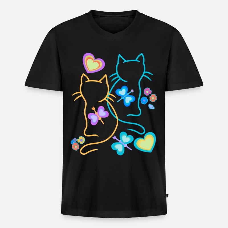 Katze Katzen Kätzchen - Männer Premium Bio T-Shirt mit V-Ausschnitt - Schwarz