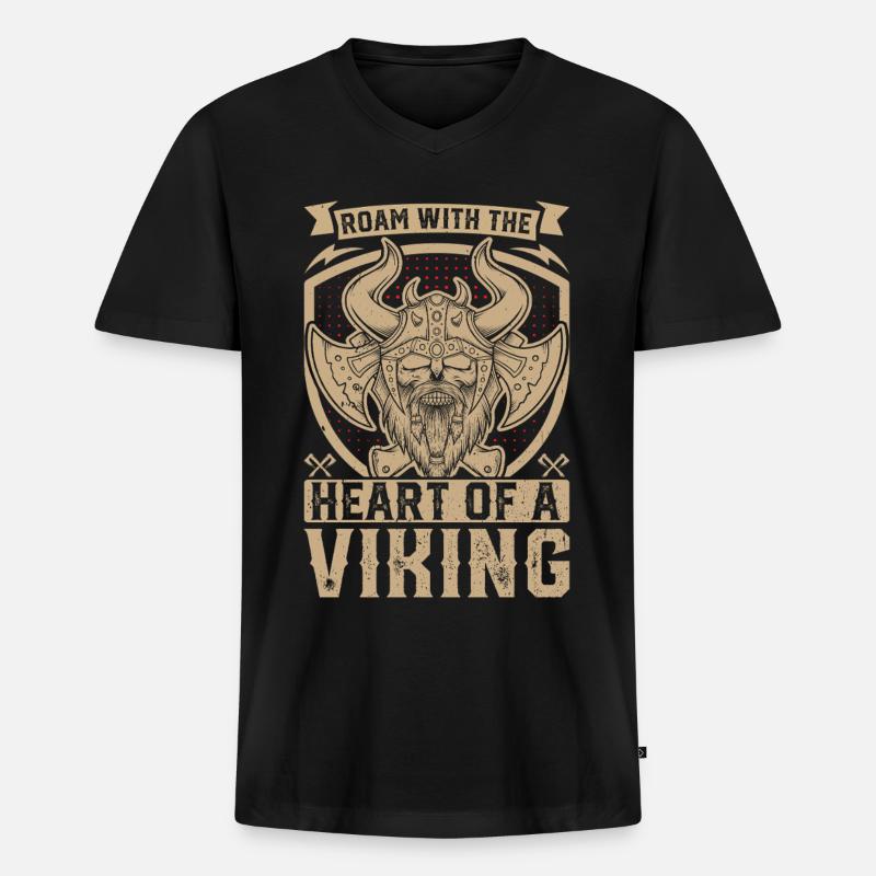 Wikinger Mythos Odin Ravens Huginn - Männer Premium Bio T-Shirt mit V-Ausschnitt - Schwarz