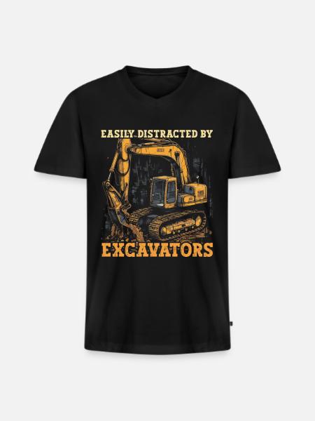 Distrait par Bagger - T-shirt encolure en V Premium bio Homme - noir
