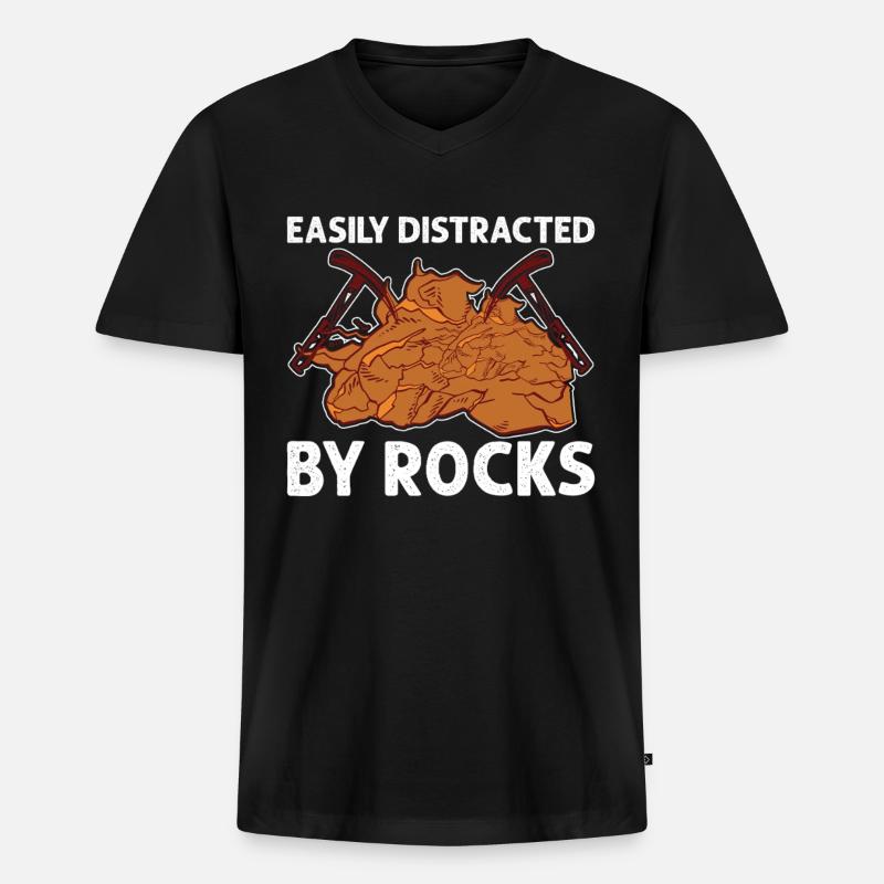 Geologe Rocks - Männer Premium Bio T-Shirt mit V-Ausschnitt - Schwarz