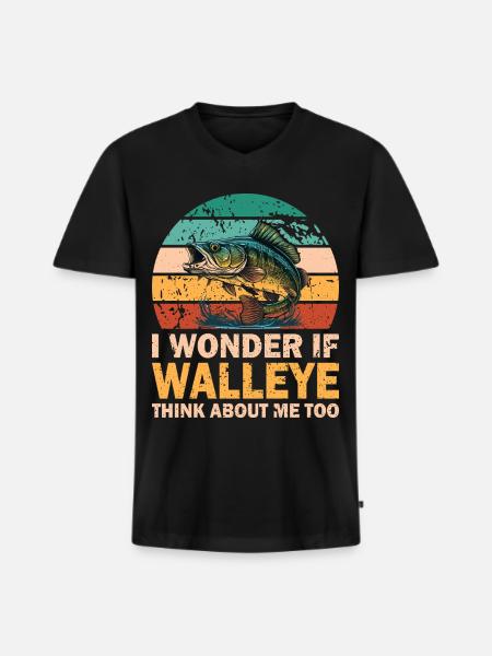 Walleye Zander Pêche Pêcheur Pêcheur - T-shirt encolure en V Premium bio Homme - noir