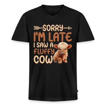 Schottisches Hochlandrind für Landwirte - Männer Premium Bio T-Shirt mit V-Ausschnitt - Schwarz - Vorne - Nico (187cm)