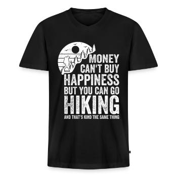 Mountain Hiking Funny Hiking Funny Hiking Sayings - Männer Premium Bio T-Shirt mit V-Ausschnitt - Schwarz - Vorne - Nico (187cm)