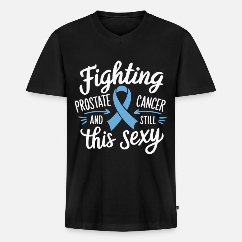 Kampf Gegen Prostatakrebs - Männer Premium Bio T-Shirt mit V-Ausschnitt - Schwarz