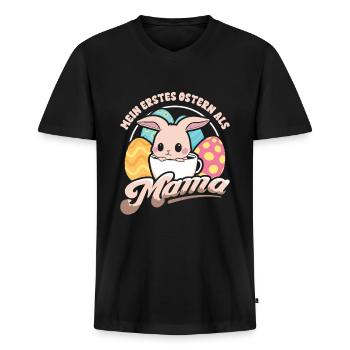 Mein Erstes Ostern Als Mama - Männer Premium Bio T-Shirt mit V-Ausschnitt - Schwarz - Vorne - Nico (187cm)