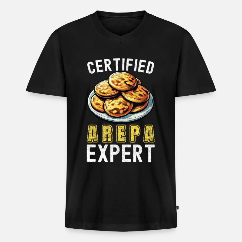 Venezolanische Arepas - Männer Premium Bio T-Shirt mit V-Ausschnitt - Schwarz