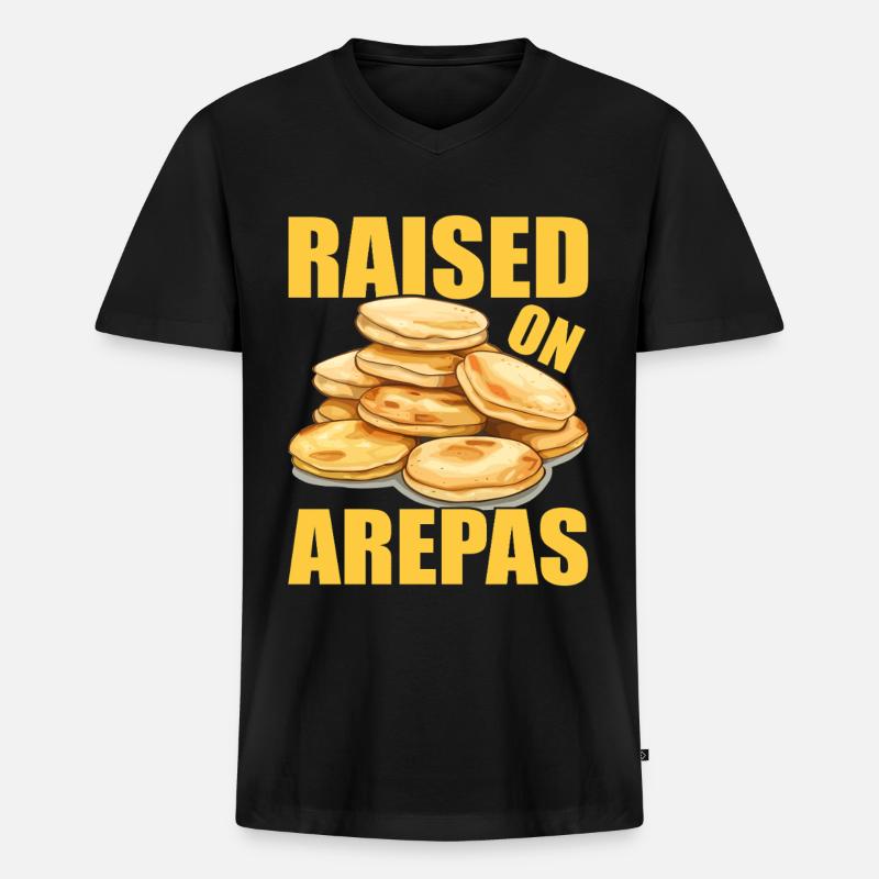 Venezolanische Arepas - Männer Premium Bio T-Shirt mit V-Ausschnitt - Schwarz