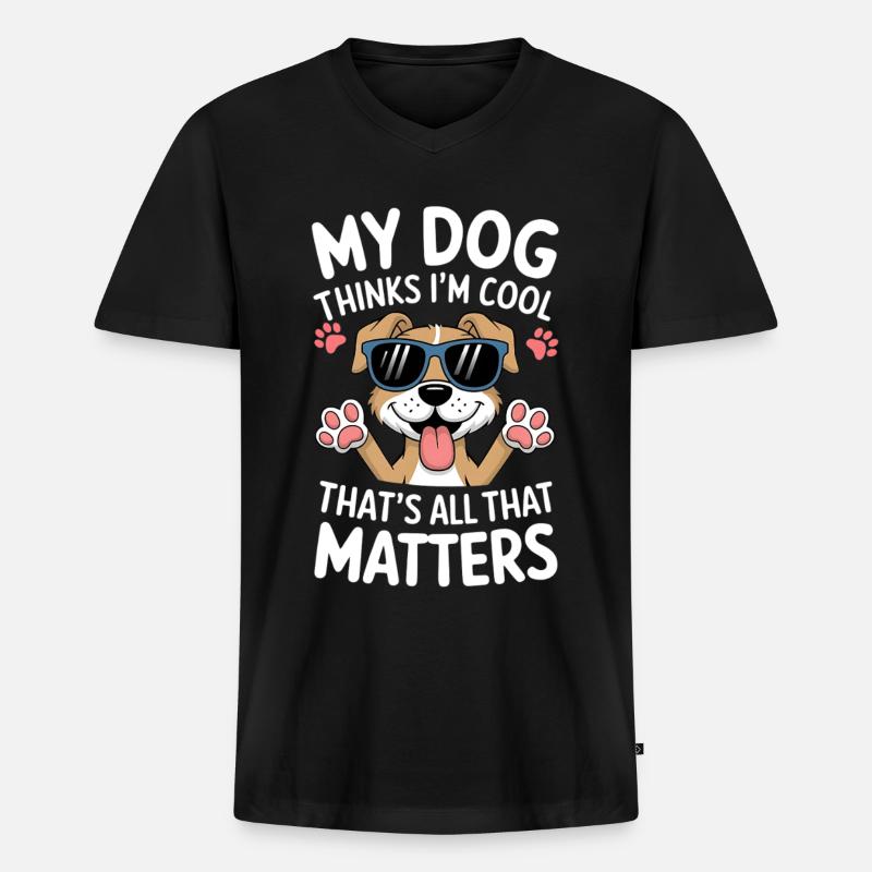 Hunde Spruch Hundehalter Humor - Männer Premium Bio T-Shirt mit V-Ausschnitt - Schwarz