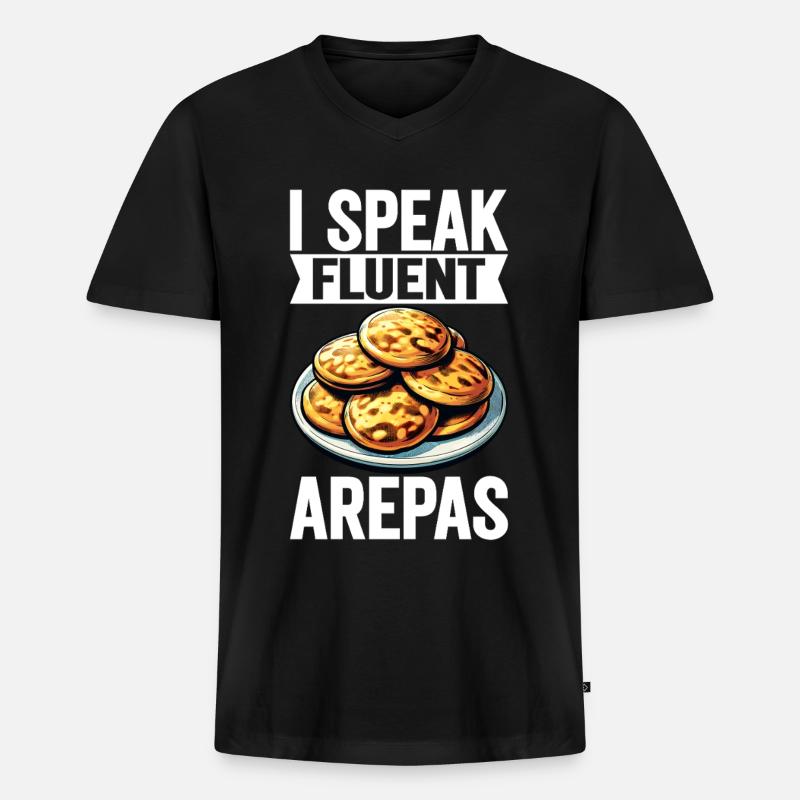 Venezolanische Arepas - Männer Premium Bio T-Shirt mit V-Ausschnitt - Schwarz