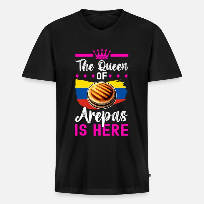 Venezolanische Arepas - Männer Premium Bio T-Shirt mit V-Ausschnitt - Schwarz