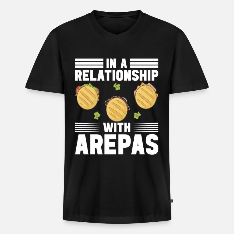 Venezolanische Arepas - Männer Premium Bio T-Shirt mit V-Ausschnitt - Schwarz