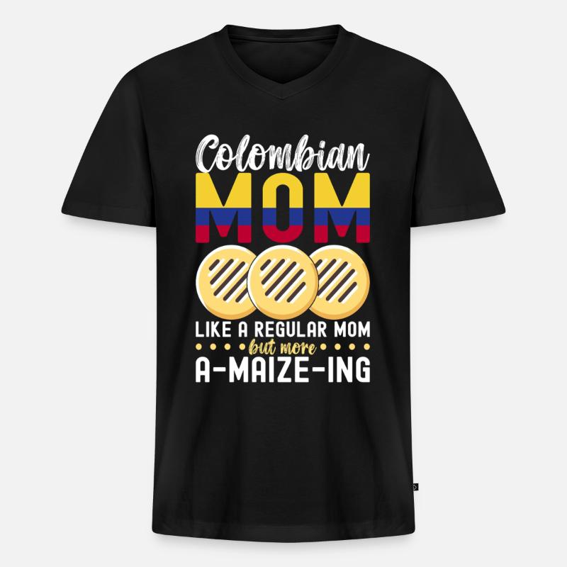 Venezolanische Arepas - Männer Premium Bio T-Shirt mit V-Ausschnitt - Schwarz