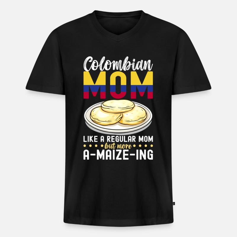Venezolanische Arepas - Männer Premium Bio T-Shirt mit V-Ausschnitt - Schwarz