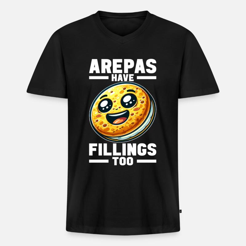 Venezolanische Arepas - Männer Premium Bio T-Shirt mit V-Ausschnitt - Schwarz