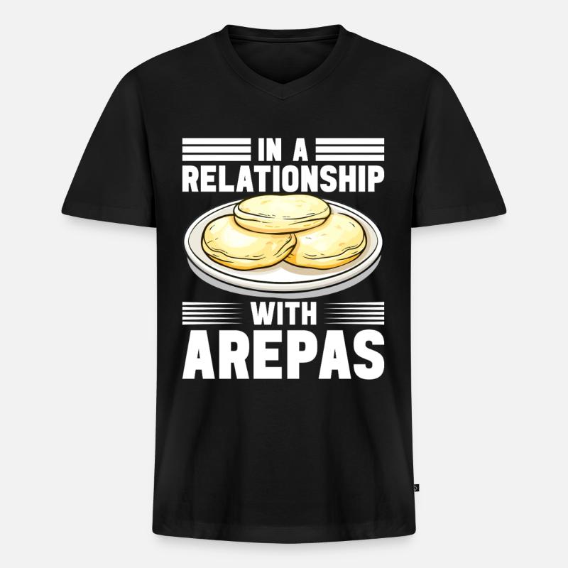 Venezolanische Arepas - Männer Premium Bio T-Shirt mit V-Ausschnitt - Schwarz