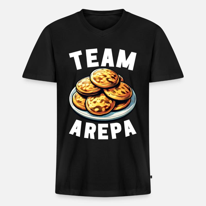 Venezolanische Arepas - Männer Premium Bio T-Shirt mit V-Ausschnitt - Schwarz
