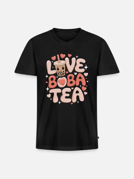 Love Boba Tea, Japanese - Men's Premium Organic T-shirt with V-neck - black