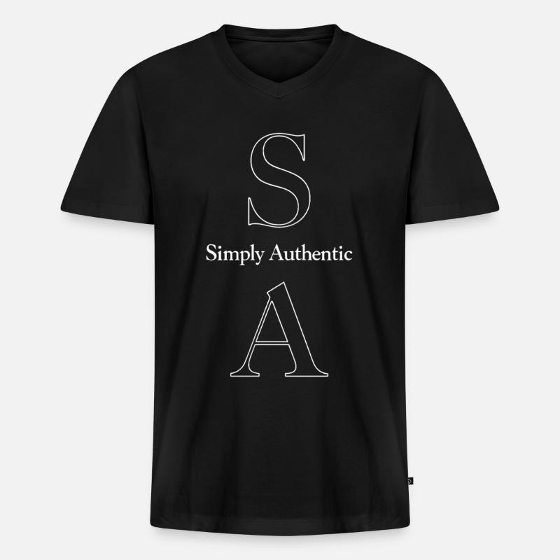 Simply Authentic Statement Spruch - Männer Premium Bio T-Shirt mit V-Ausschnitt - Schwarz