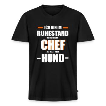 Ruhestand Chef Hund Tier - Männer Premium Bio T-Shirt mit V-Ausschnitt - Schwarz - Vorne - Nico (187cm)