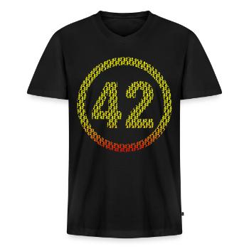 42 Geek - Männer Premium Bio T-Shirt mit V-Ausschnitt - Schwarz - Vorne - Nico (187cm)