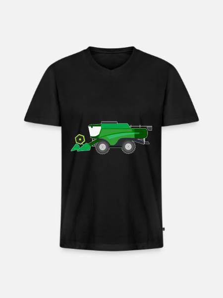 Moissonneuses-batteuses Tracteurs - T-shirt encolure en V Premium bio Homme - noir