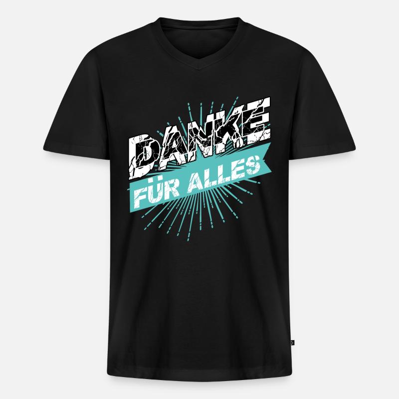 DANKE für Alles - Männer Premium Bio T-Shirt mit V-Ausschnitt - Schwarz