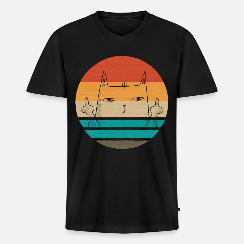 MIDDLEFINGER CAT KATZE - Männer Premium Bio T-Shirt mit V-Ausschnitt - Schwarz