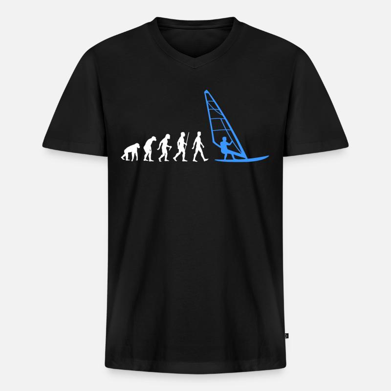 Windsurfen Evolution Windsurfer Windsurfing - Men's Premium Organic T-shirt with V-neck - black