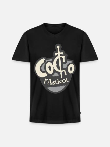 Coco l'Asticot, surnom de Merlin - T-shirt encolure en V Premium bio Homme - noir