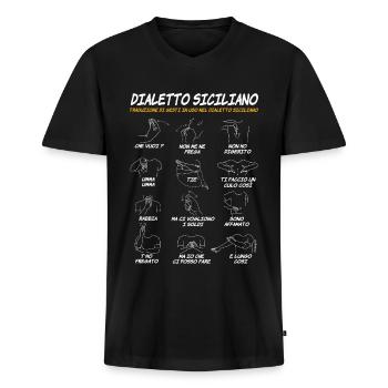 Sicilia Dialetto Siciliano Gesti divertenti - Männer Premium Bio T-Shirt mit V-Ausschnitt - Schwarz - Vorne - Nico (187cm)