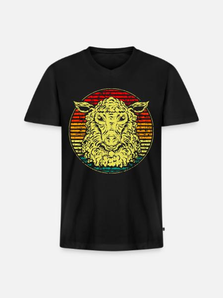 Sheep retro - Men's Premium Organic T-shirt with V-neck - black