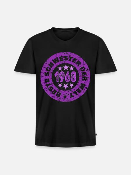 1968 1968 - Männer Premium Bio T-Shirt mit V-Ausschnitt - Schwarz