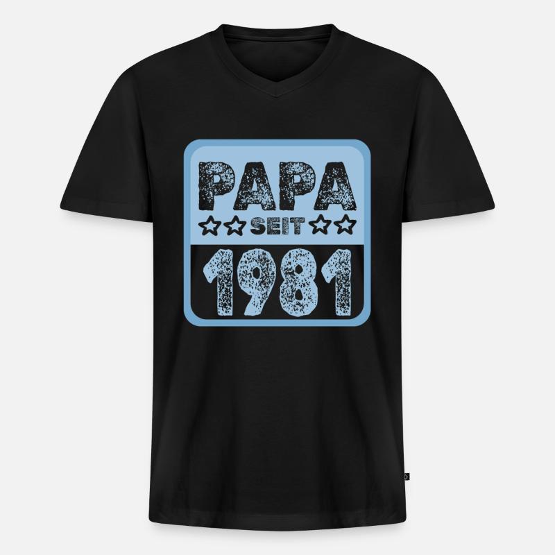 Jahr 1981 - Männer Premium Bio T-Shirt mit V-Ausschnitt - Schwarz
