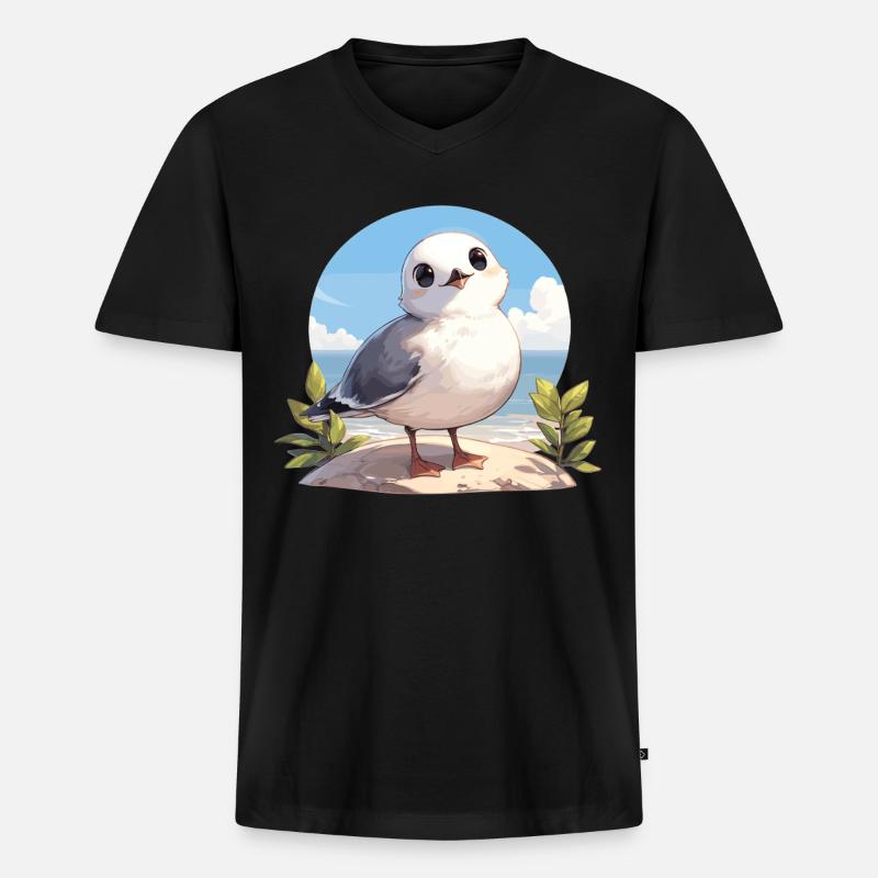 Möwen Möwe - Männer Premium Bio T-Shirt mit V-Ausschnitt - Schwarz
