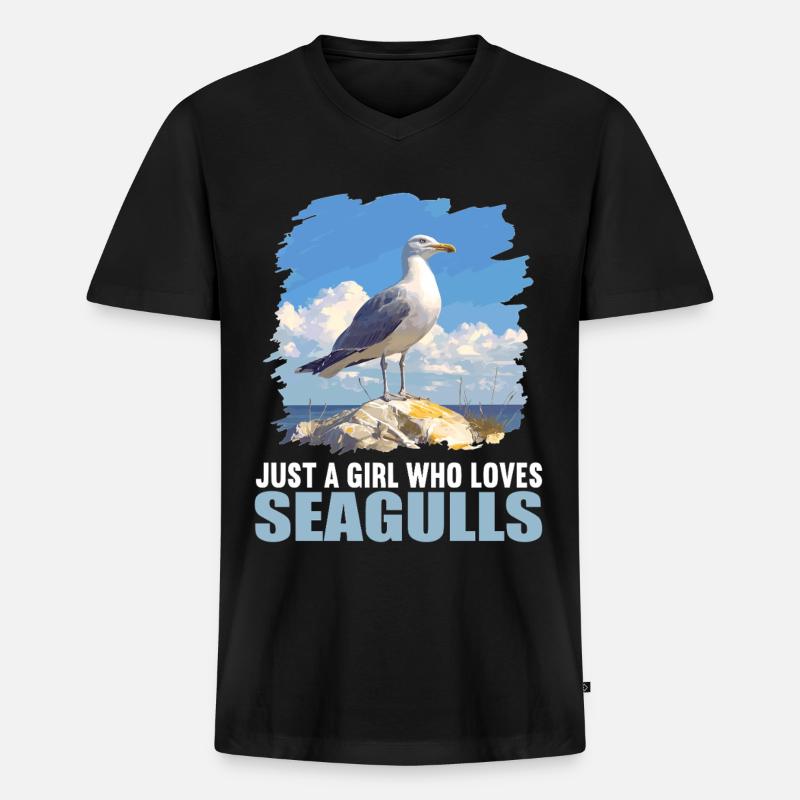 Möwen Möwe - Männer Premium Bio T-Shirt mit V-Ausschnitt - Schwarz