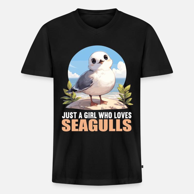 Möwen Möwe - Männer Premium Bio T-Shirt mit V-Ausschnitt - Schwarz