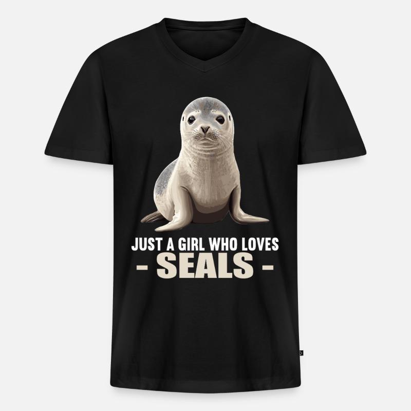 Robben Robbe - Männer Premium Bio T-Shirt mit V-Ausschnitt - Schwarz