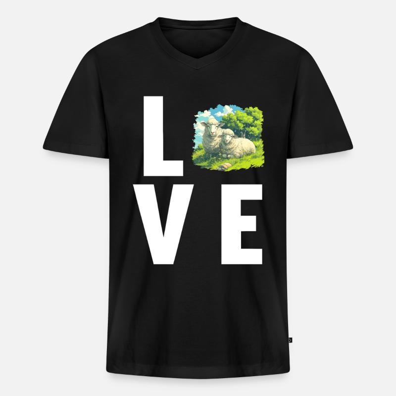 Schafe Schaf - Männer Premium Bio T-Shirt mit V-Ausschnitt - Schwarz