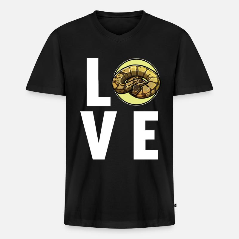 Ball Python Königspythons Königspython - Männer Premium Bio T-Shirt mit V-Ausschnitt - Schwarz