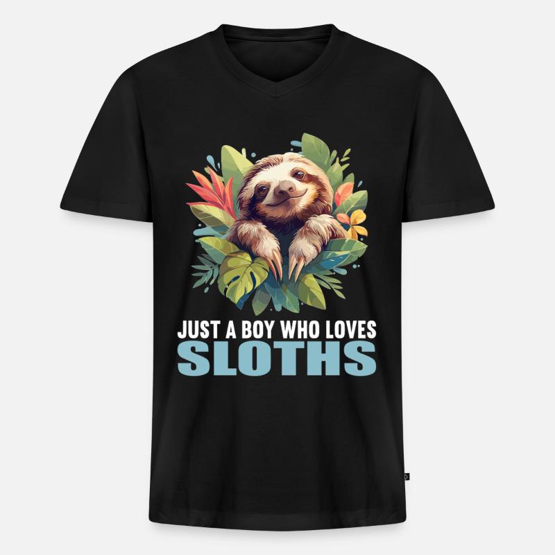 Faultiere Faultier - Männer Premium Bio T-Shirt mit V-Ausschnitt - Schwarz