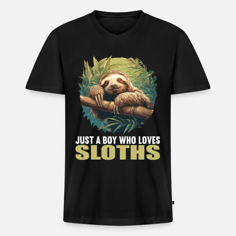 Faultiere Faultier - Männer Premium Bio T-Shirt mit V-Ausschnitt - Schwarz