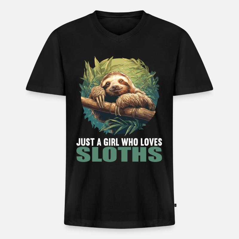 Faultiere Faultier - Männer Premium Bio T-Shirt mit V-Ausschnitt - Schwarz