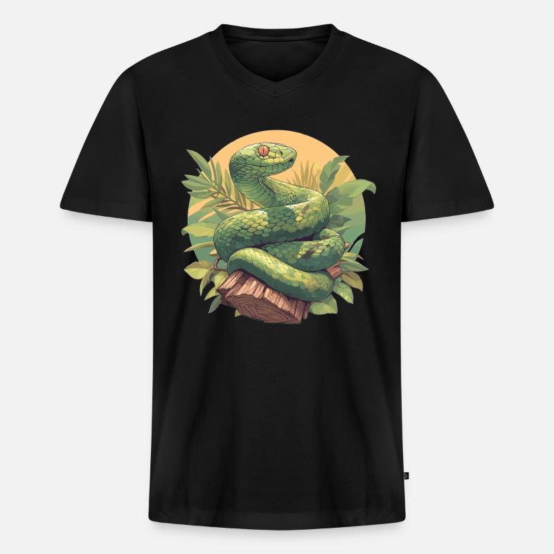 Schlangen Schlange - Männer Premium Bio T-Shirt mit V-Ausschnitt - Schwarz