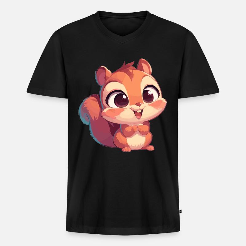 Eichhörnchen - Männer Premium Bio T-Shirt mit V-Ausschnitt - Schwarz