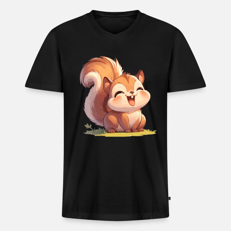 Eichhörnchen - Männer Premium Bio T-Shirt mit V-Ausschnitt - Schwarz