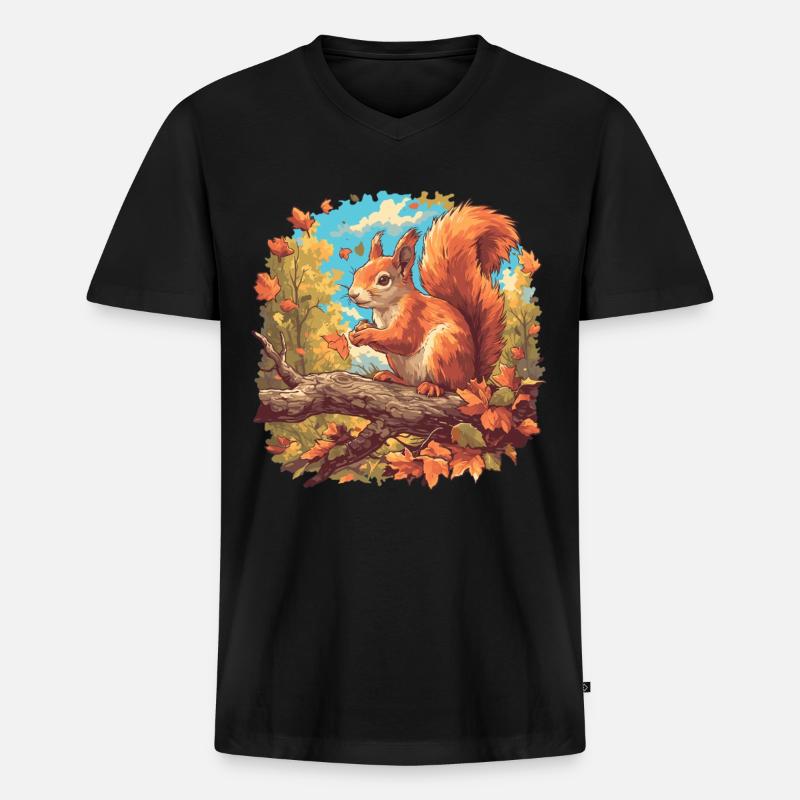 Eichhörnchen - Männer Premium Bio T-Shirt mit V-Ausschnitt - Schwarz