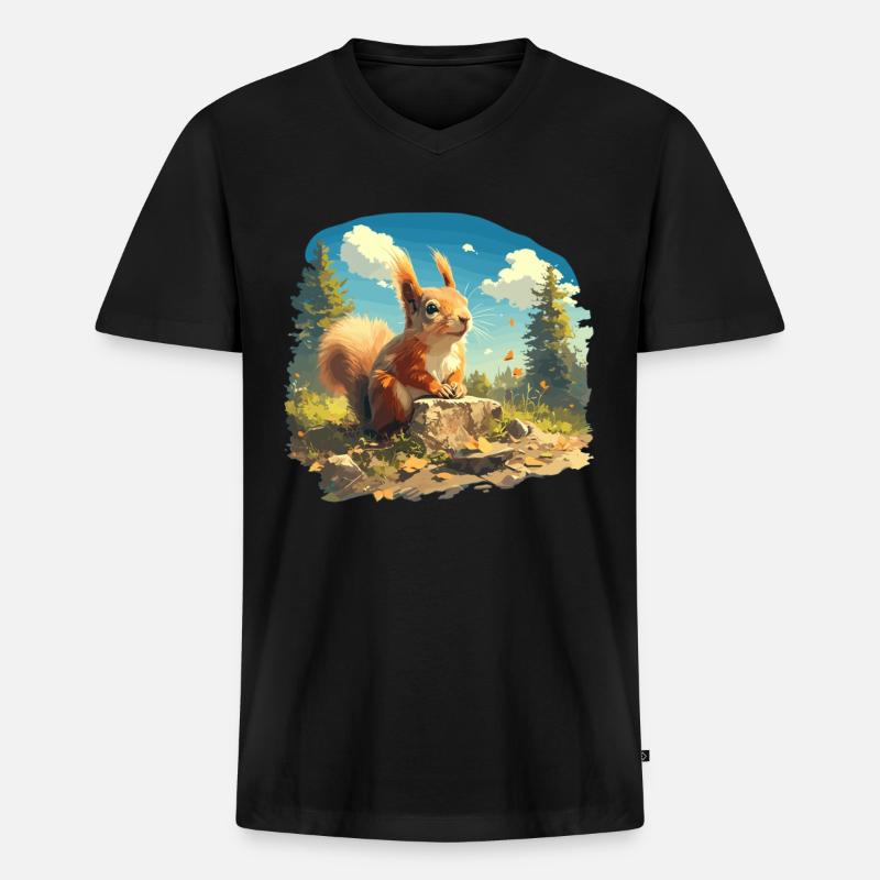 Eichhörnchen - Männer Premium Bio T-Shirt mit V-Ausschnitt - Schwarz
