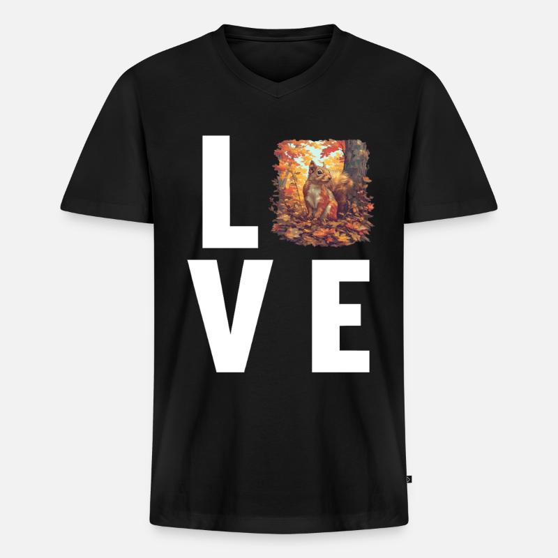Eichhörnchen - Männer Premium Bio T-Shirt mit V-Ausschnitt - Schwarz