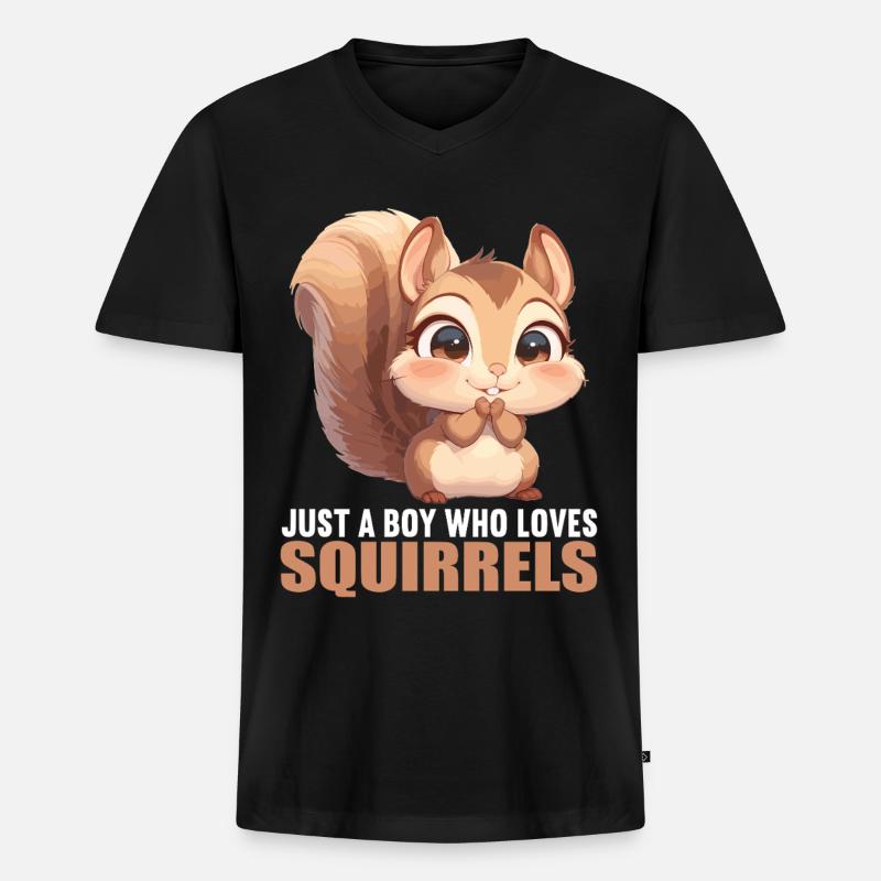 Eichhörnchen - Männer Premium Bio T-Shirt mit V-Ausschnitt - Schwarz