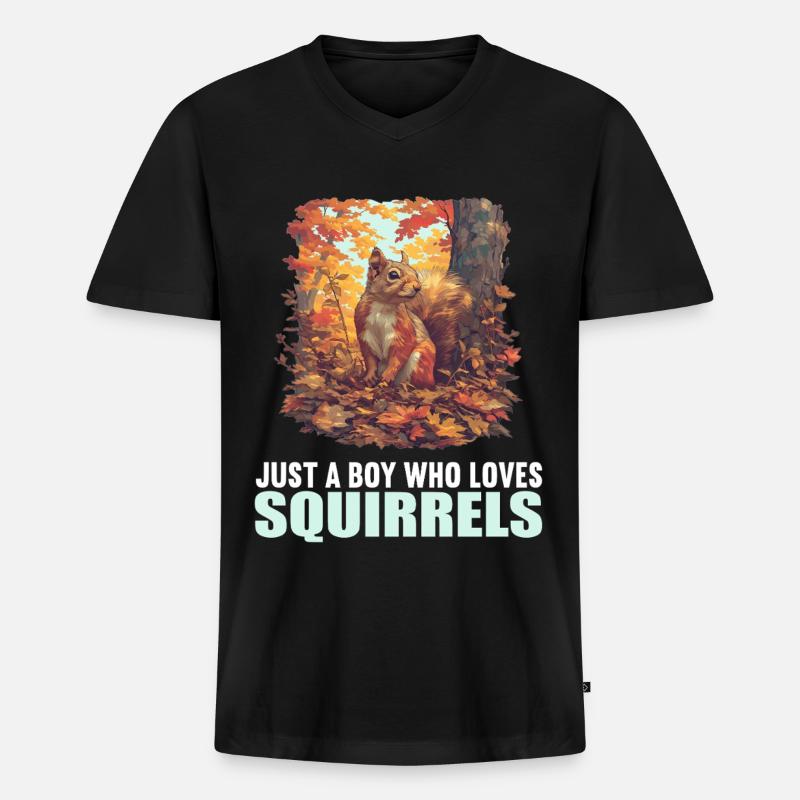 Eichhörnchen - Männer Premium Bio T-Shirt mit V-Ausschnitt - Schwarz
